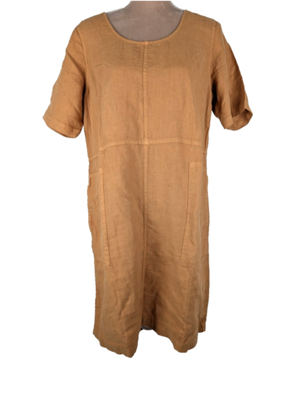 Jill Linen Shift Dress Orange Garment Dyed Sz M Classic Beachy Lagenlook